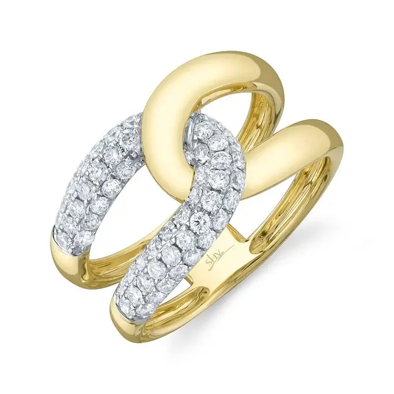 14K Y/G Interlocking Diamond Ring