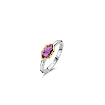 12312PU/54- Geometric Purple Stone Ring