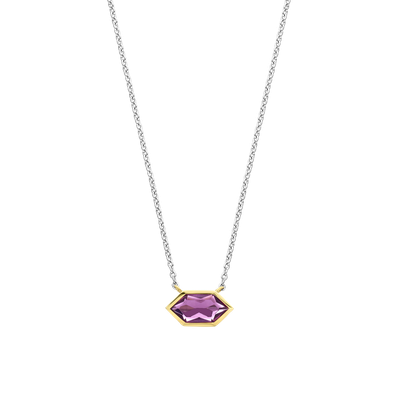 34041PU/42-  Geometric Purple Necklace
