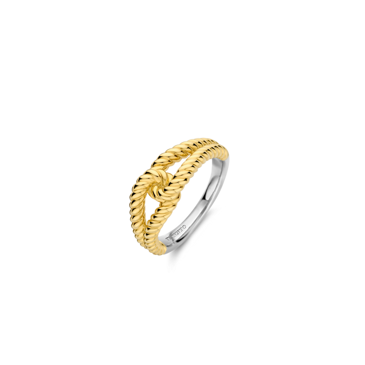 Yellow Plated Intwined Knot Ring