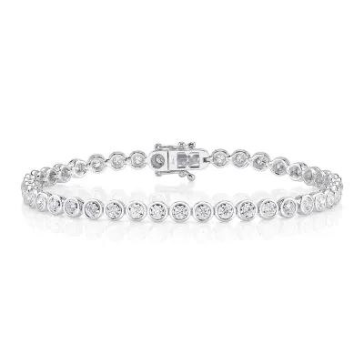 14K W/G Bezel Set Diamond Tennis Bracelet D0.65ct