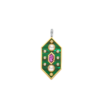 6825MA- Malachite Jeweled Pendant