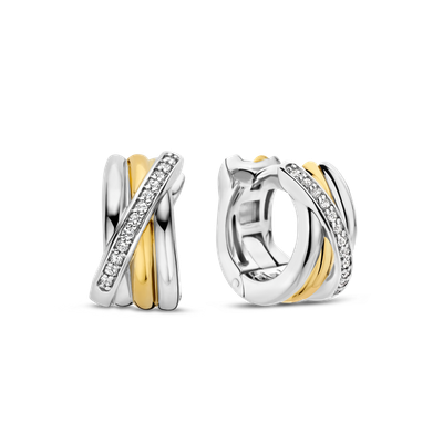 7960ZY- Chunky 2 Tone X Huggie Earrings