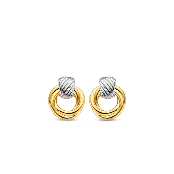 7858SY- 2 tone Door Knocker Earrings