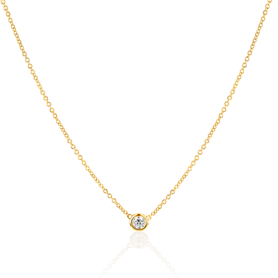18K Y/G Petite Bezel Set Diamond Necklace with adjustable Chain, D: 0.23ct