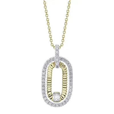 14K Y/G Fluted Diamond Necklace, D: 0.46ct