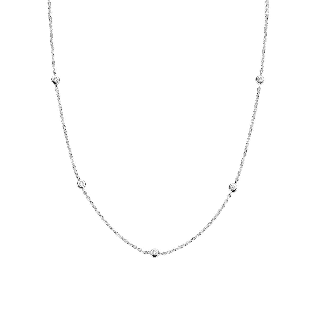 Silver Bezel-Set Station Necklace, Size: 42