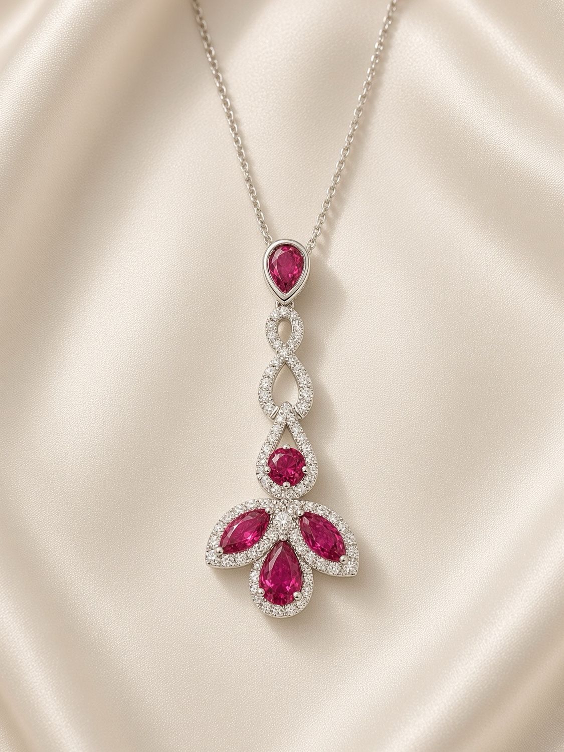 18K W/G Ruby &amp; Diamond Necklace