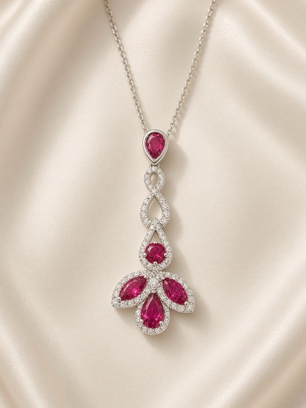 18K W/G Ruby &amp; Diamond Necklace