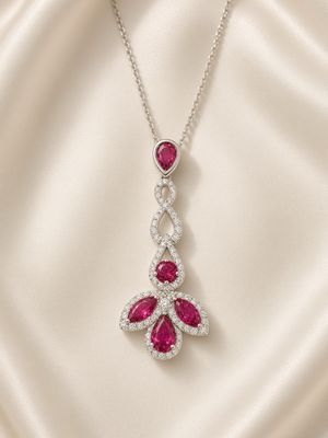 18K W/G Ruby &amp; Diamond Necklace