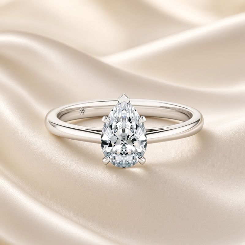 14K W/G Pear Engagement Ring, D: 1.43ct,  G, Si3