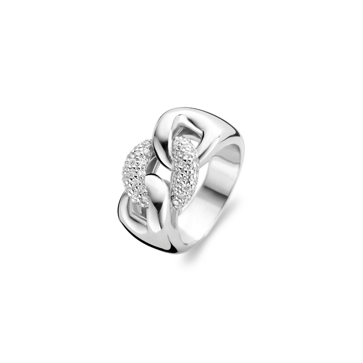 1587ZI - Pave Chain Link Ring, Size: 54