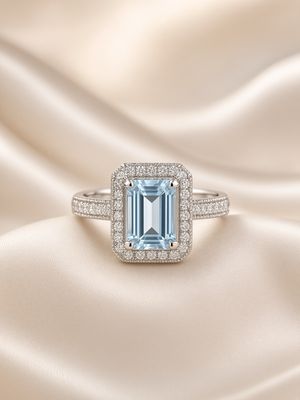 14K W/G Aqua & Dia Ring, AQ: Appx 1.45ct, D: 0.71cts 14K W/G Aqua & Dia Ring, AQ: Appx 1.45ct, D: 0.71cts