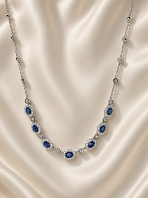 18K W/G Oval Sapphire & Diamond Necklace 18K W/G Oval Sapphire & Diamond Necklace