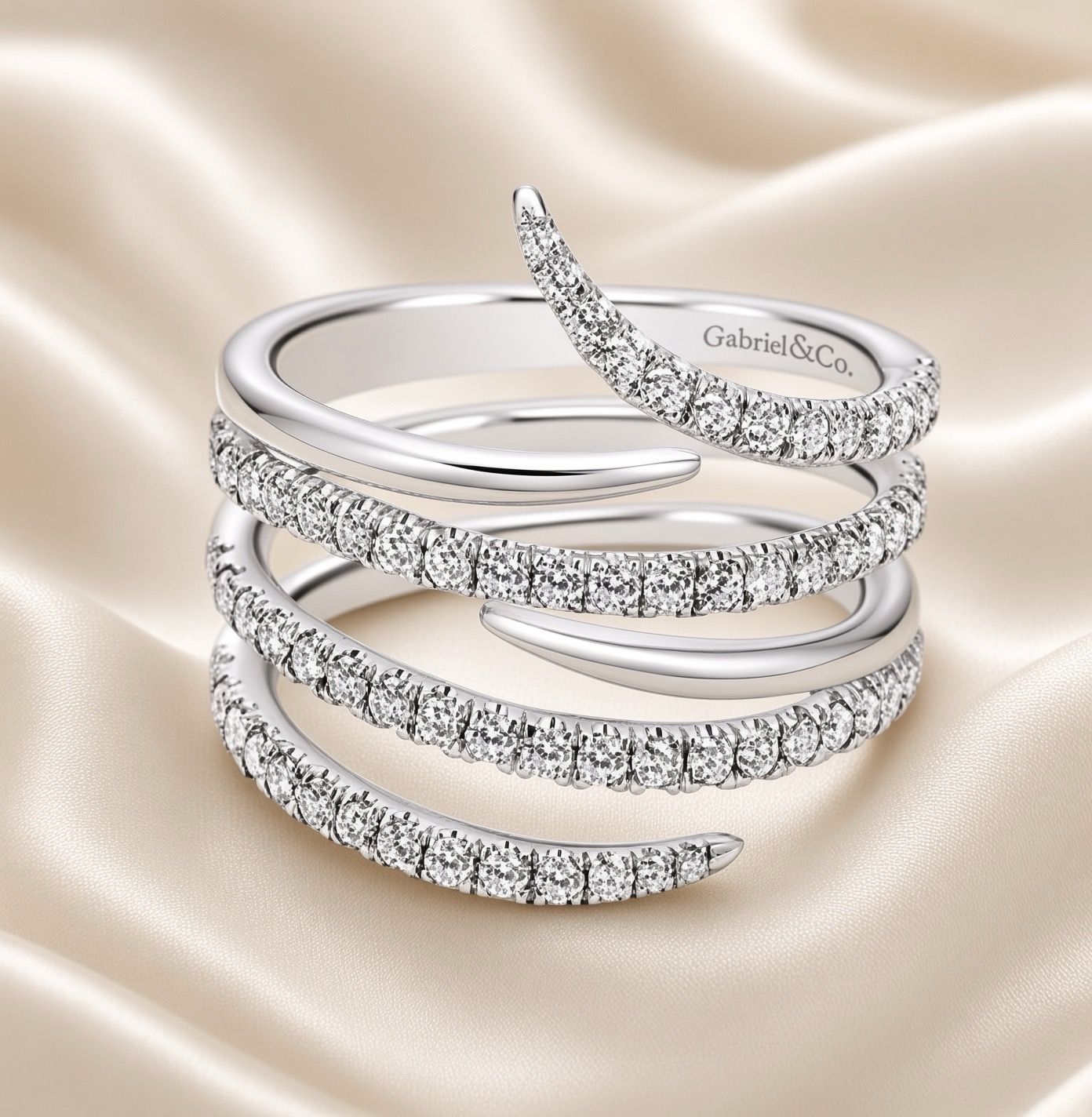 14K W/G Diamond Wrap Ring, D: 0.75ct