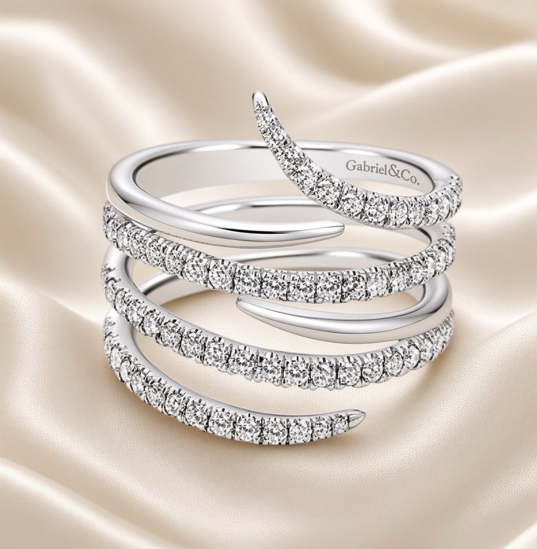 14K W/G Diamond Wrap Ring, D: 0.75ct