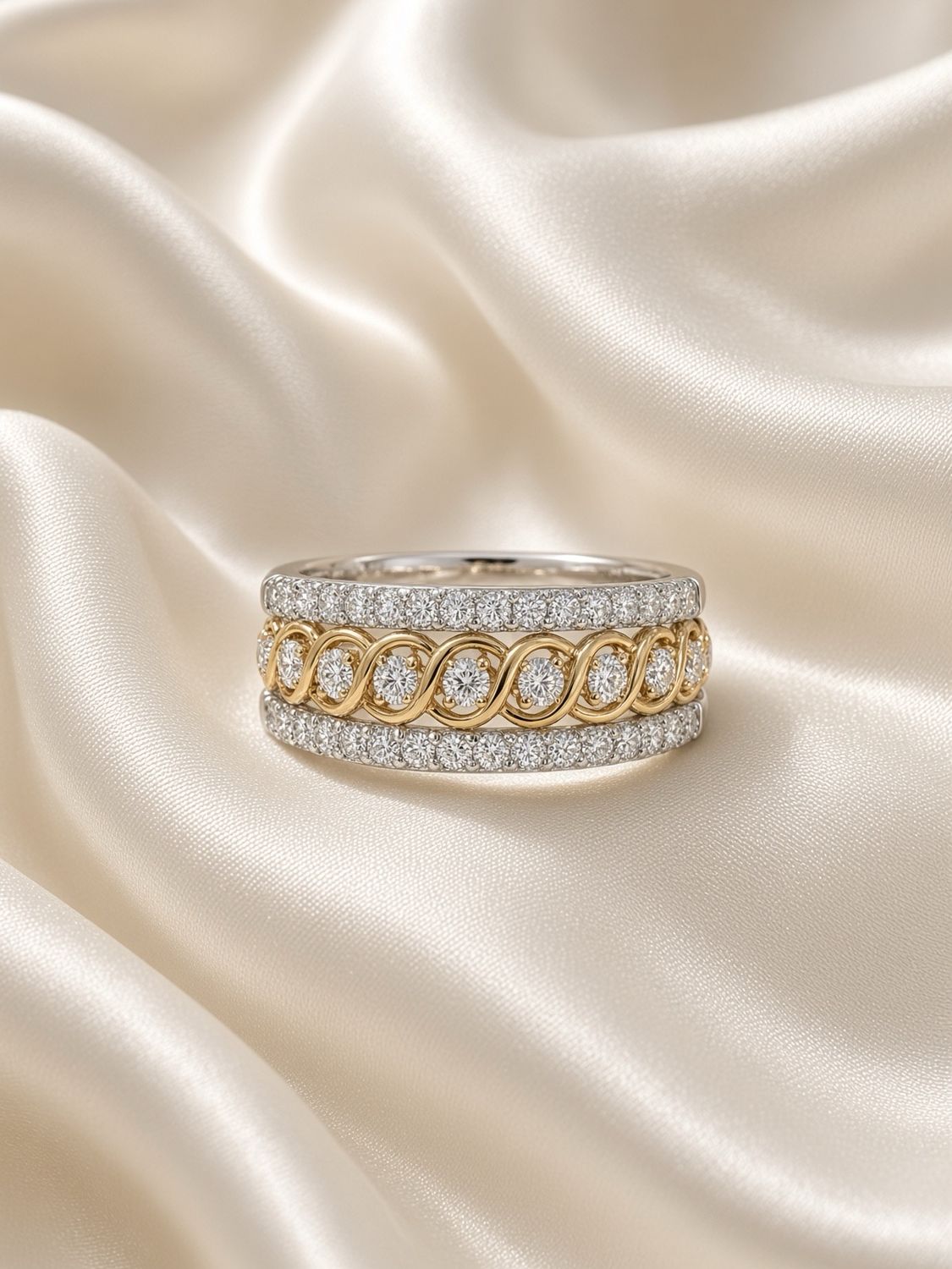 Two-Tone Diamond Statement Ring