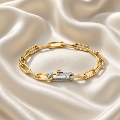 2936SY- Small Link Vermeil Paperclip Bracelet