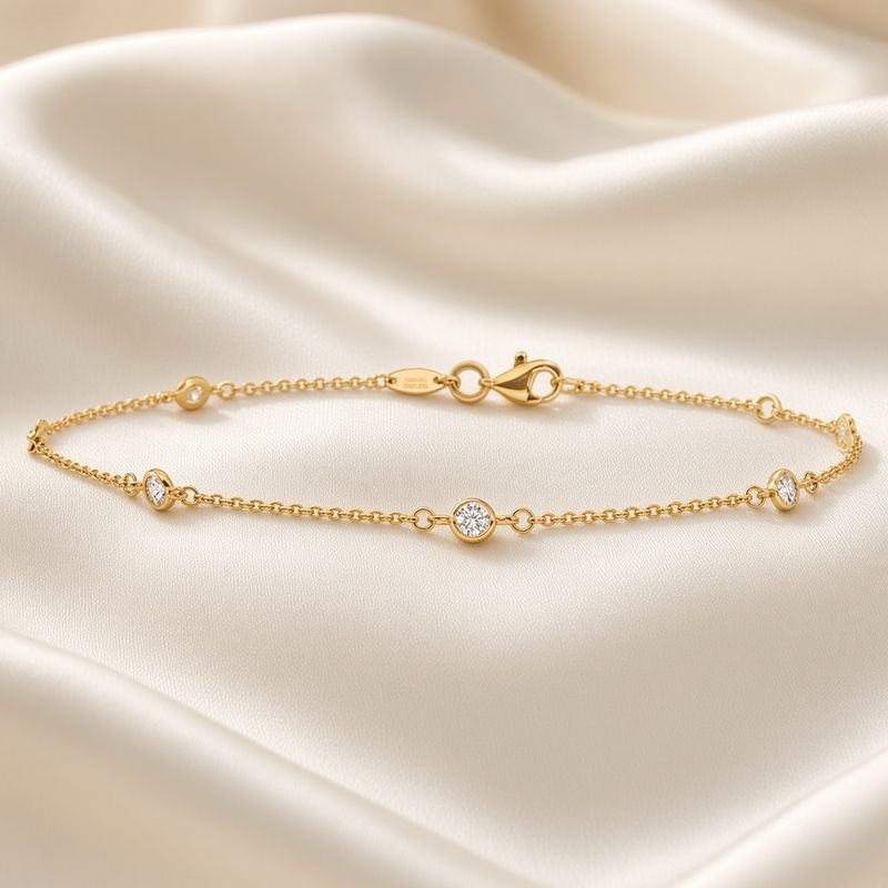 14K Y/G CZ By The Yard Anklet, 9" ext