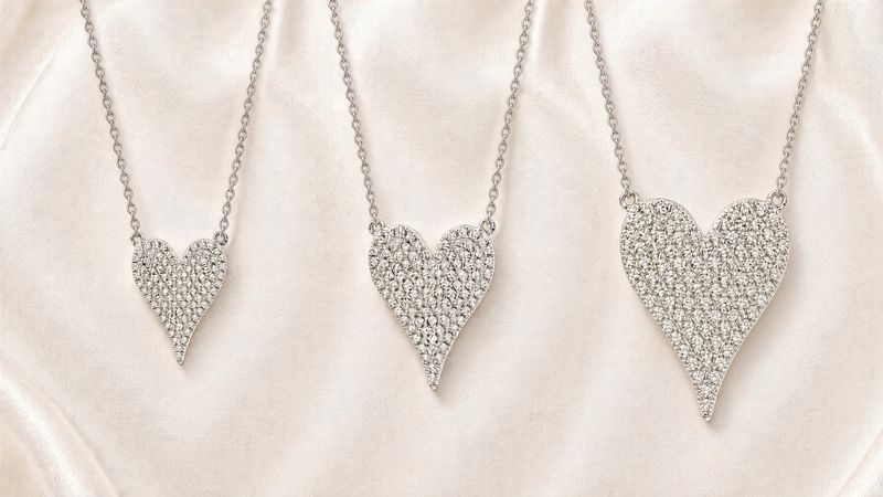 14K W/G Small Pave Diamond Heart, D: 0.11ct