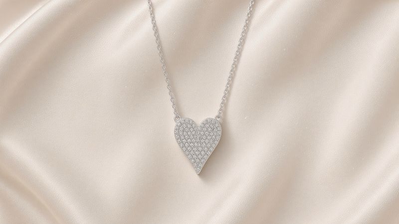 14K W/G Small Pave Diamond Heart, D: 0.11ct