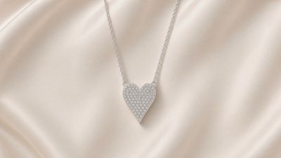 14K W/G Small Pave Diamond Heart, D: 0.11ct
