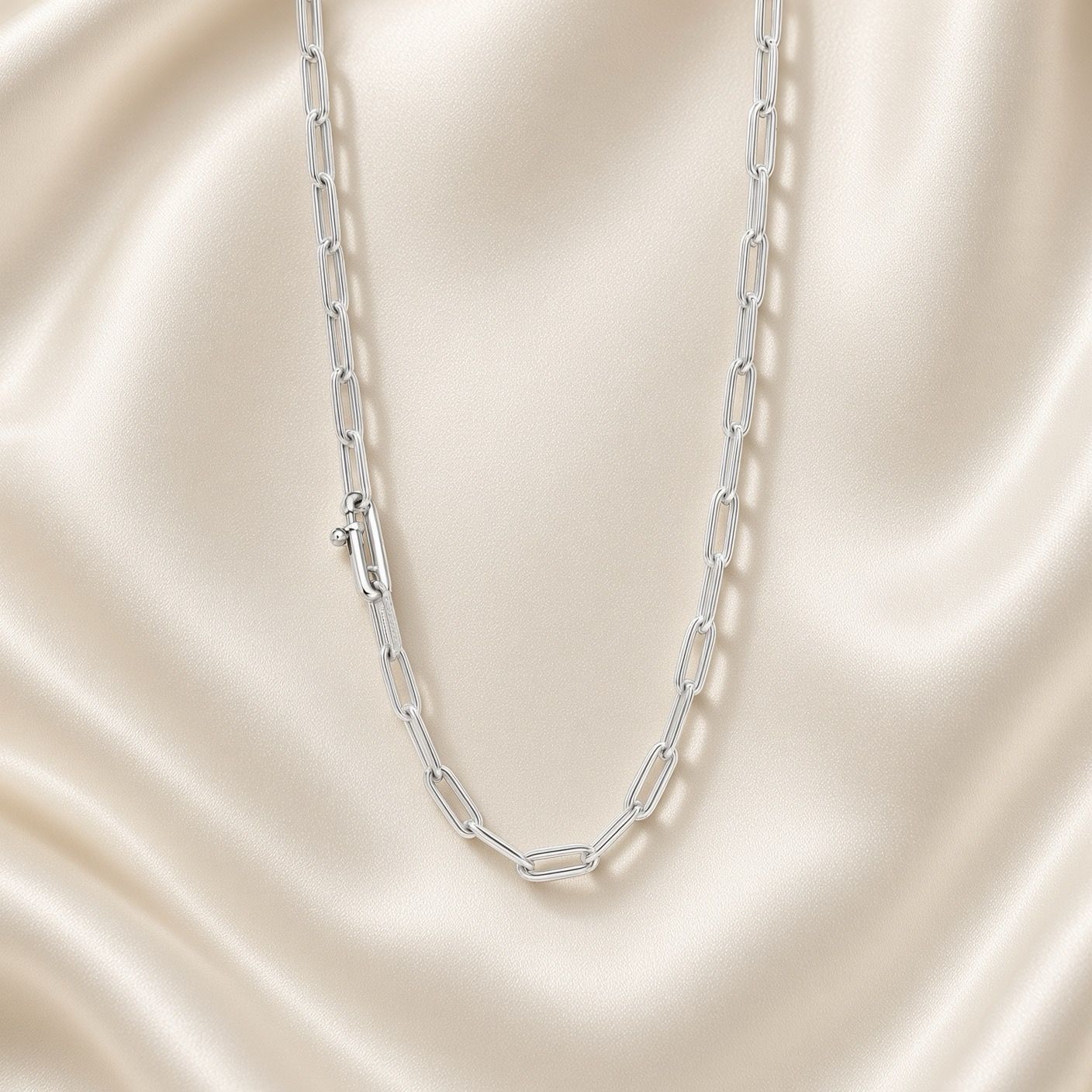 Silver Paperclip Necklace - 3947ZI/48