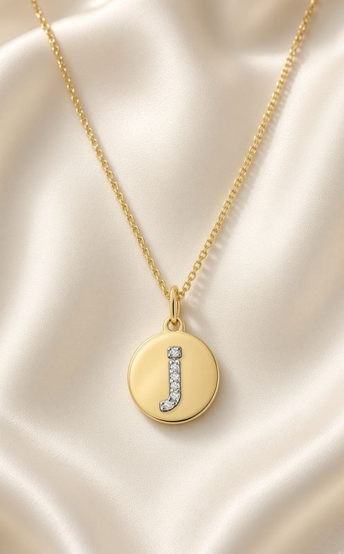 14K Y/G Mini Lower Case Diamond J Disc, D: 0.02ct