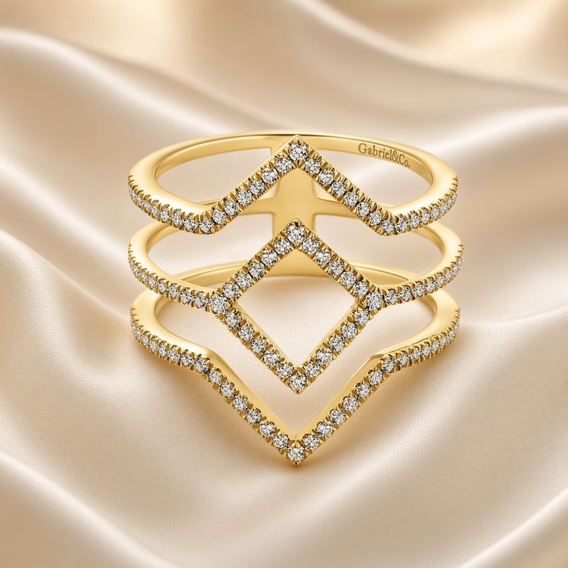 14K Y/G Diamond Geometric Ring, D: 0.36ct