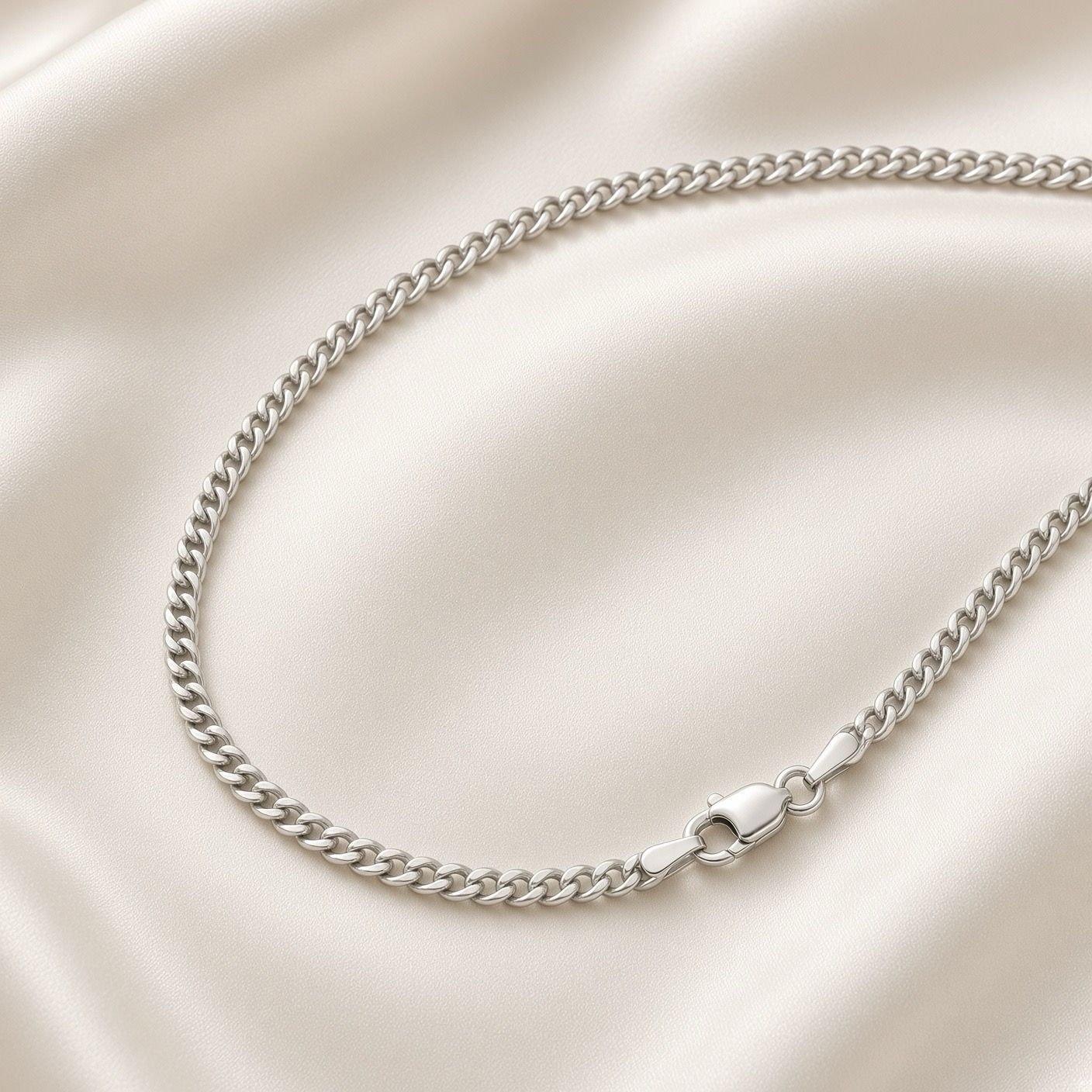 14K W/G Semi-Solid Curb Link Chain Anklet, 10"