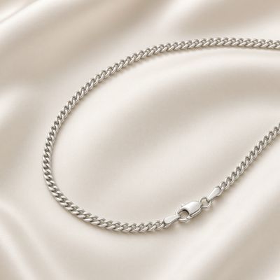 14K W/G Semi-Solid Curb Link Chain Anklet, 10" 14K W/G Semi-Solid Curb Link Chain Anklet, 10"