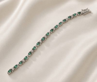 14K W/G Oval Emerald &amp; Dia Bracelet, E: 4.49ct, D: 0.30ct