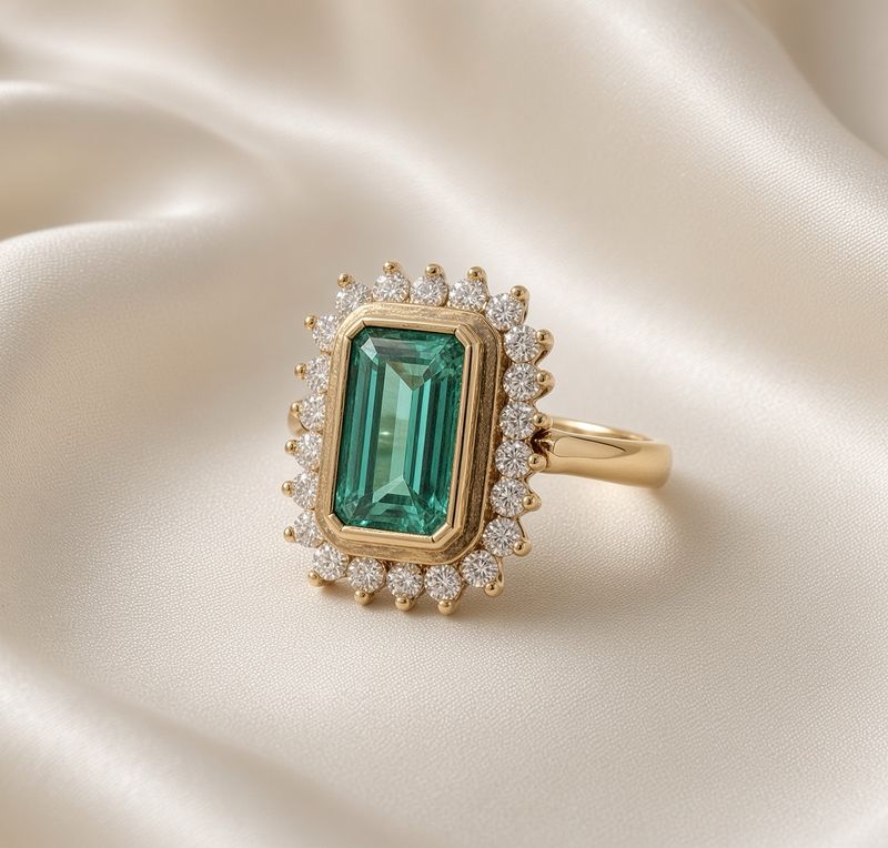 18K Y/G Emerald &amp; Dia Ring, E: 1.75ct, D: 0.63ct