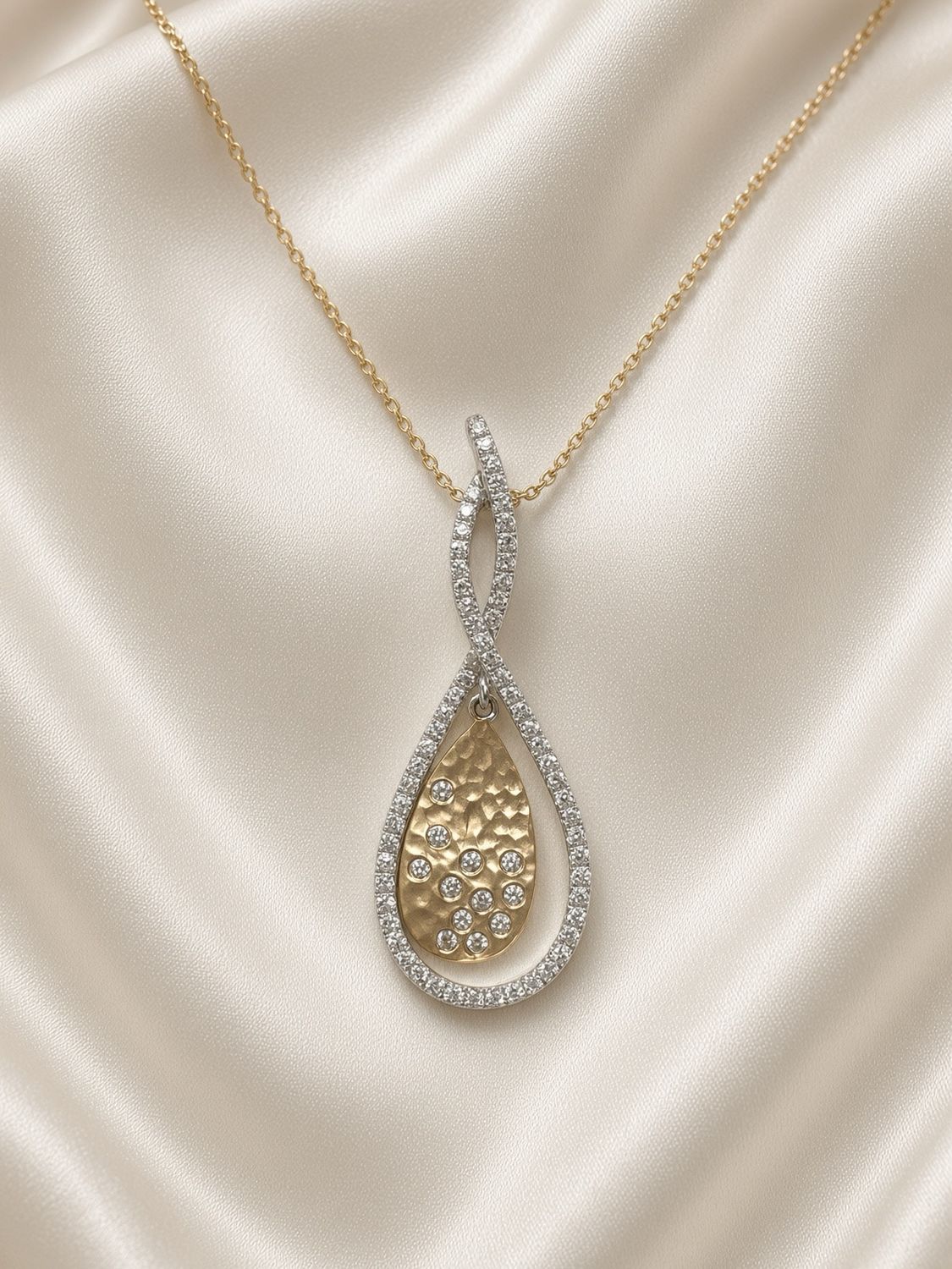 Two-Tone Hammered Diamond Necklace
