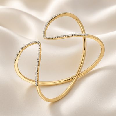 14K Y/G Wide Flexible Diamond Cuff, D: 1.22ct