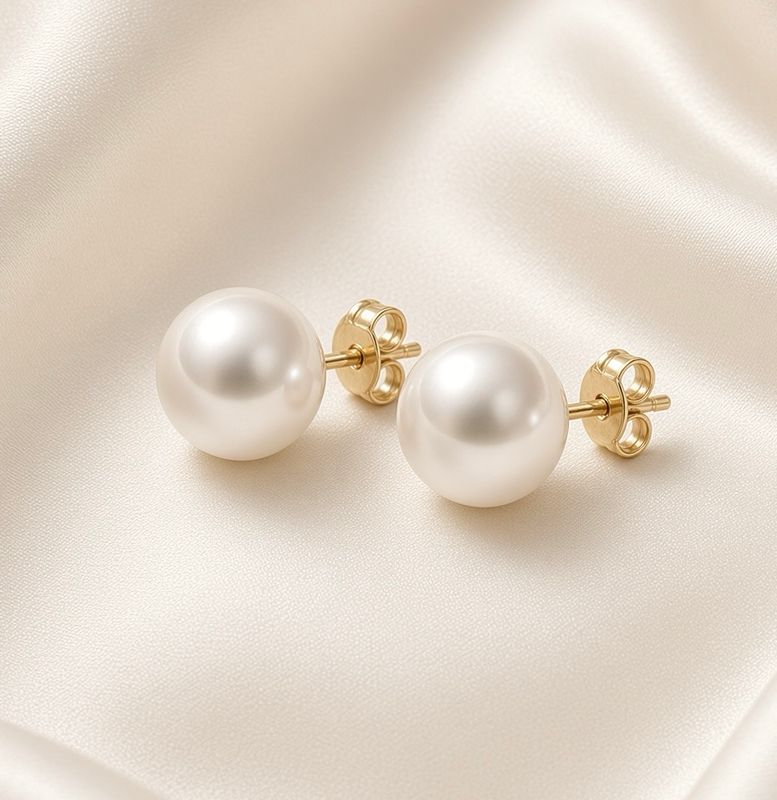 14K Y/G 8mm Akoya Culture Pearl Stud Earrings