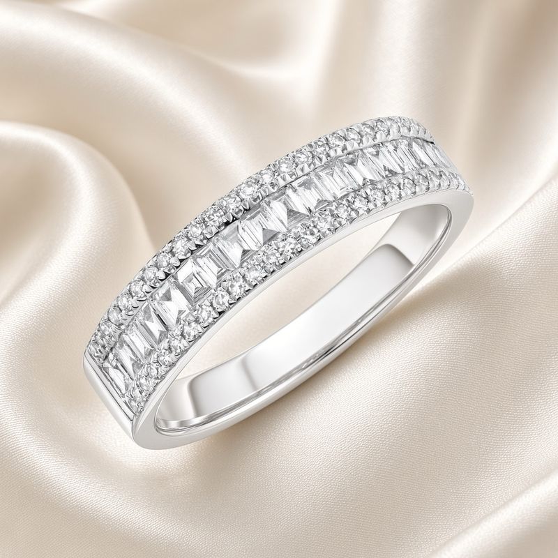 14K W/G Diamond Baguette Band, D: 0.55ct