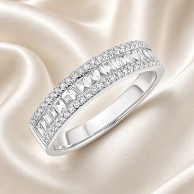 14K W/G Diamond Baguette Band, D: 0.55ct