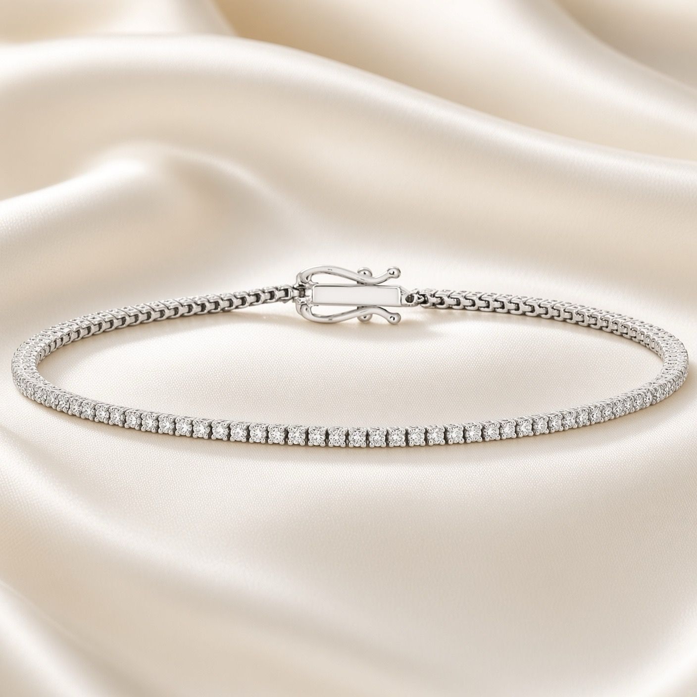 14K W/G Diamond Tennis Bracelet, D: 1ct