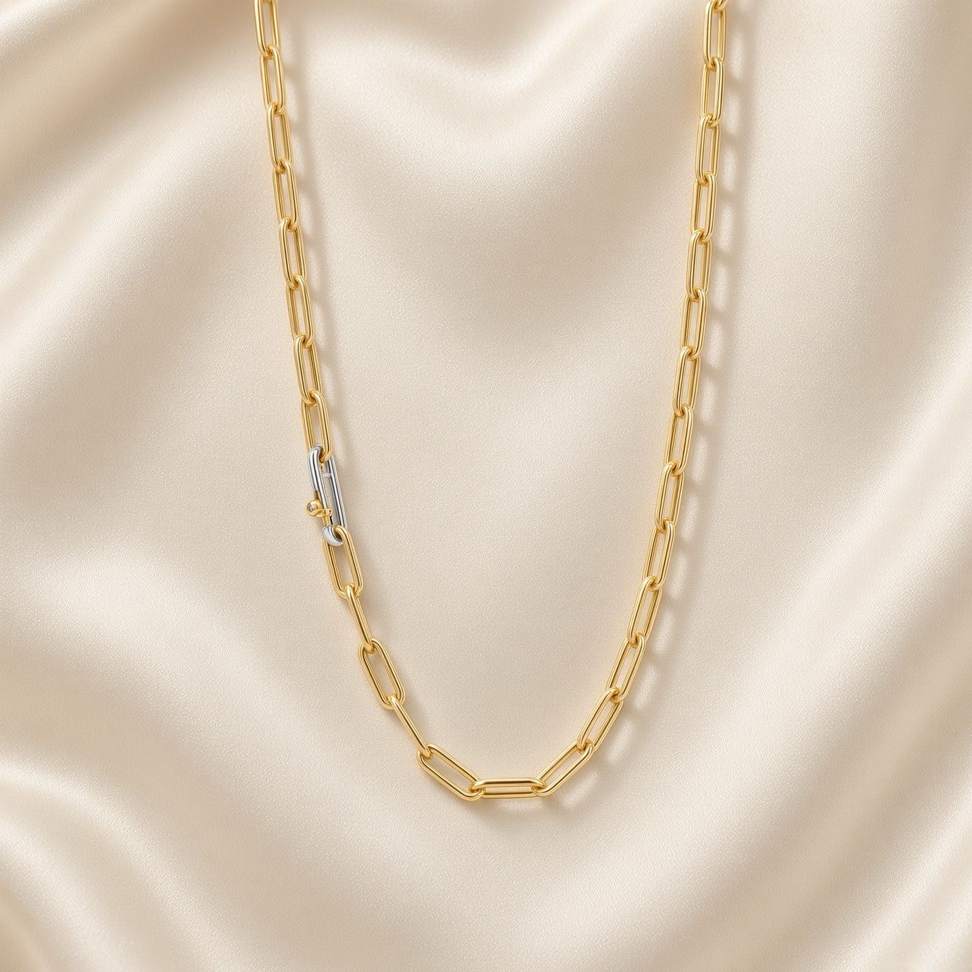 Y/G Plated Paperclip Necklace- 3947SY/48