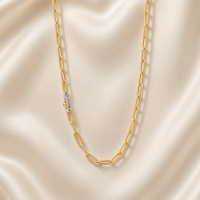 Y/G Plated Paperclip Necklace- 3947SY/48 Y/G Plated Paperclip Necklace- 3947SY/48