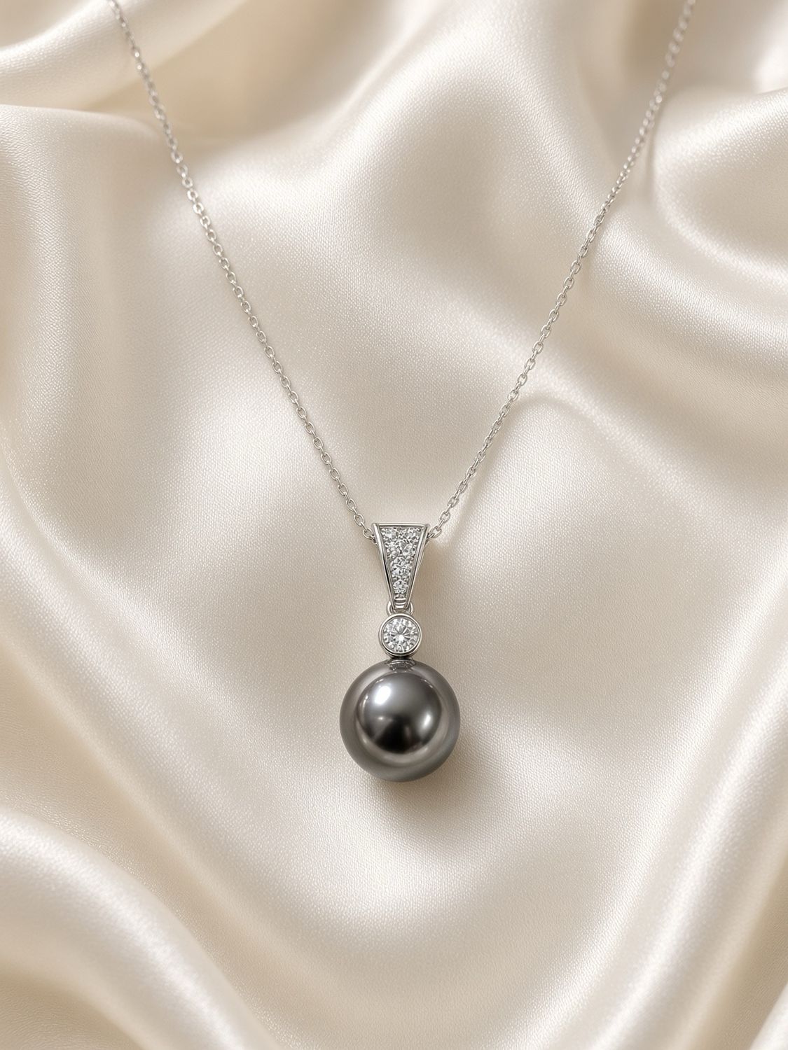 Tahitian Pearl &amp; Diamond Drop Pendant