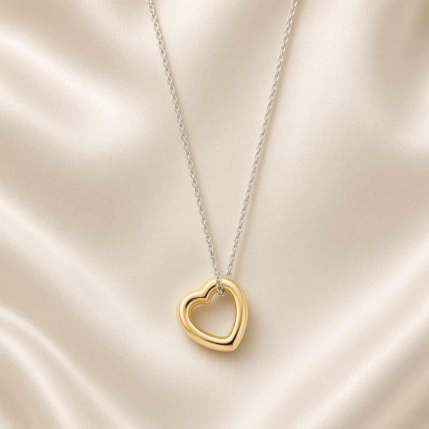 34022SY/42- Yellow Plated Heart Necklace