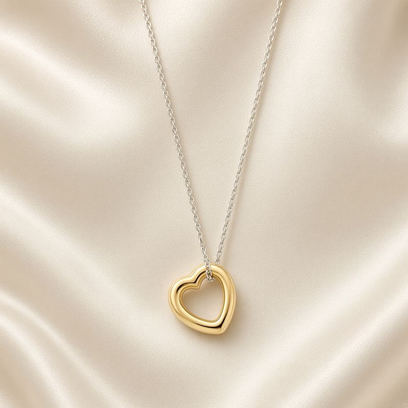 34022SY/42- Yellow Plated Heart Necklace