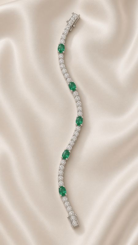 14K W/G Emerald and Diamond Tennis Bracelet, E: 2.67ct, D: 0.85ct