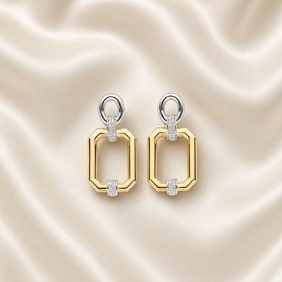7920ZY- Yellow Plated Geometric Shaped Earrings
