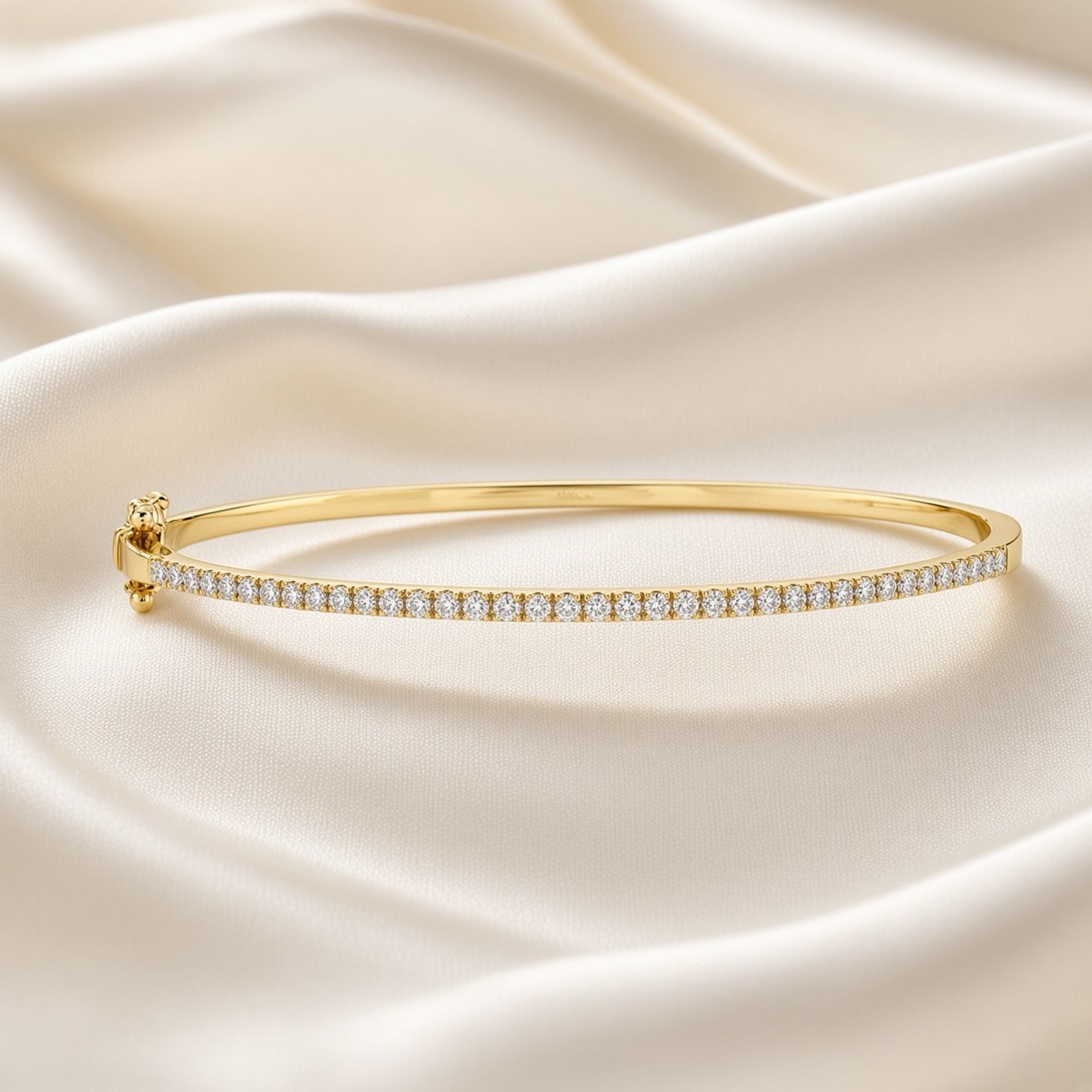 14K Y/G Single Line Diamond Bangle Bracelet, D: 0.62ct