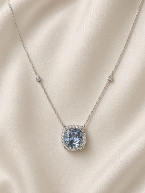 Cushion-Cut Aquamarine Necklace