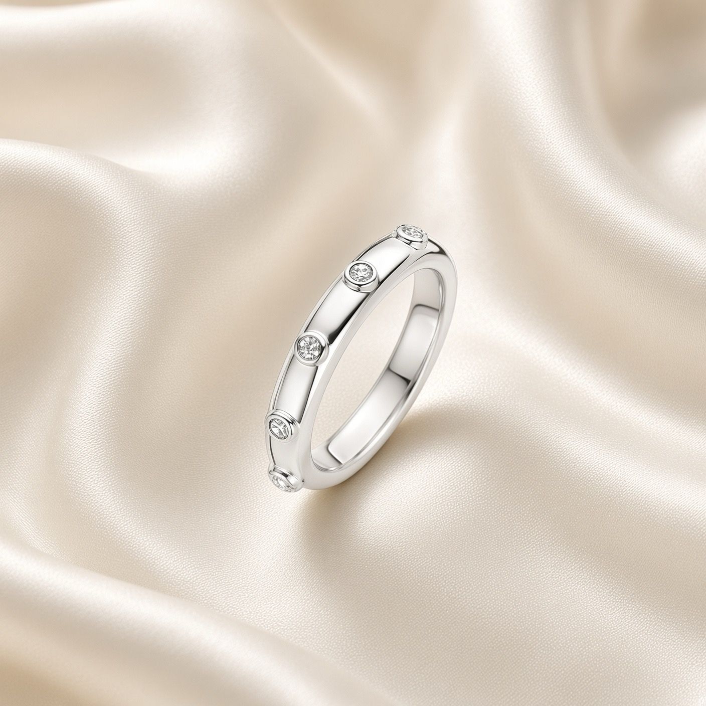 12316ZI/54- Silver Bezel Set Band