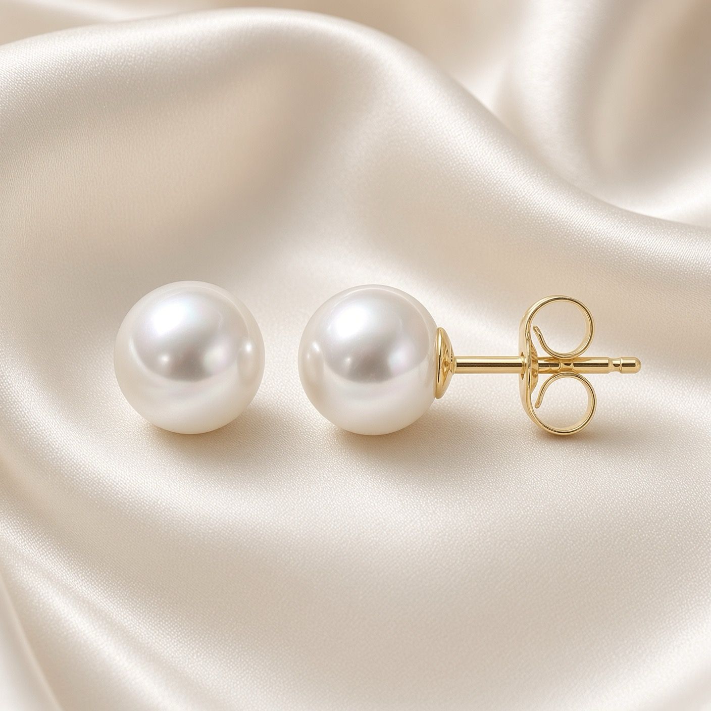 14K Y/G 7mm Akoya Cultured Pearl Studs